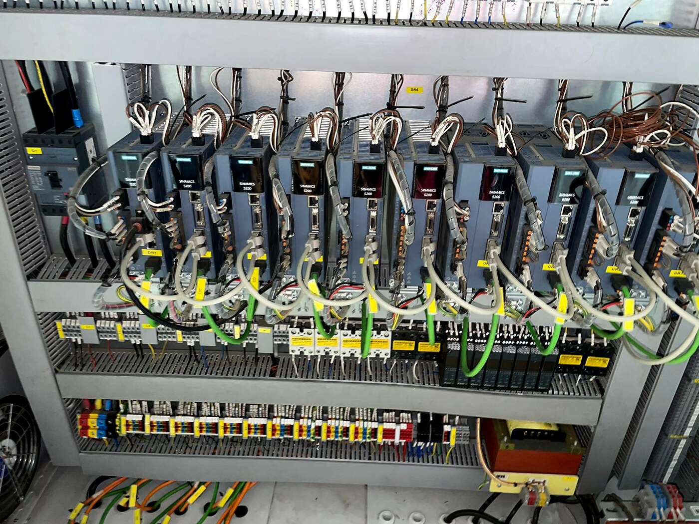 Electrical drive control panel with Siemens drive modules